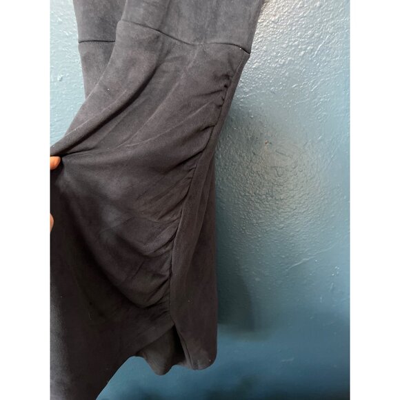 Blue Micro Suede Bodycon Dress W/ Side Ruching & Back Zip Small - Picture 7 of 8